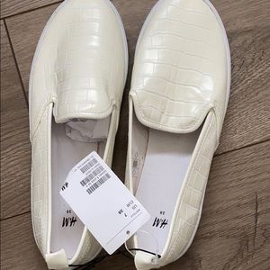 White slide on shoes